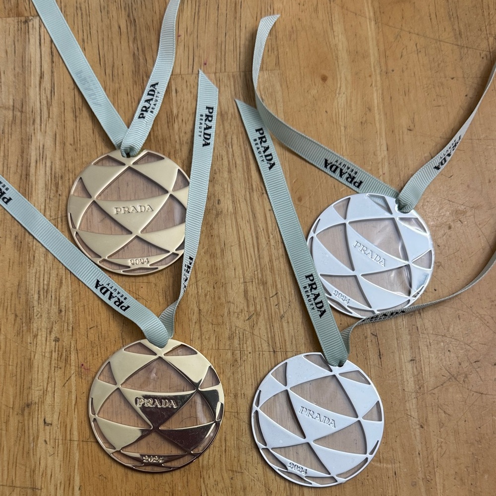 Prada Gold and Silver Geometric Christmas Ornaments— You Get 1